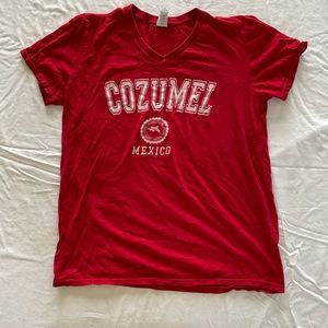 Red Cozumel Short Sleeve Vacation T-shirt (Size Medium)